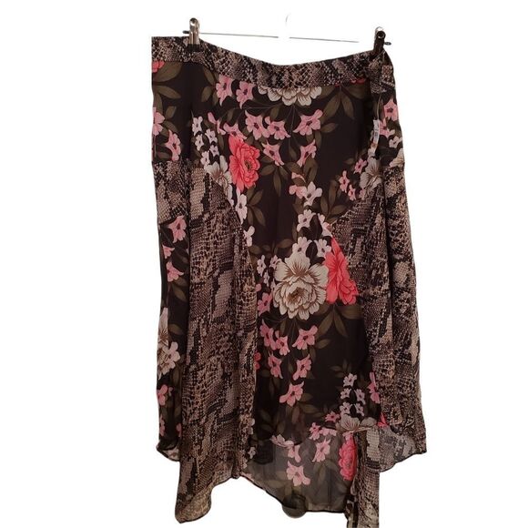 INC International Concepts Floral Snake Print Lined Midi Skirt - Picture 1 of 9